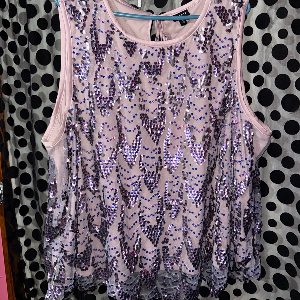 Torrid Pink and Purple Sequin Blouse